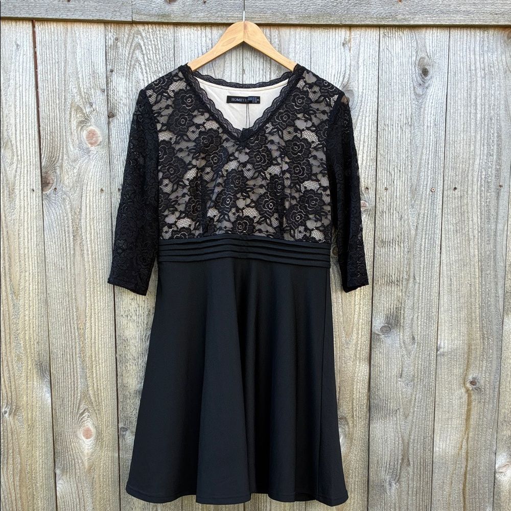 Homeyee Black Lace Dress
